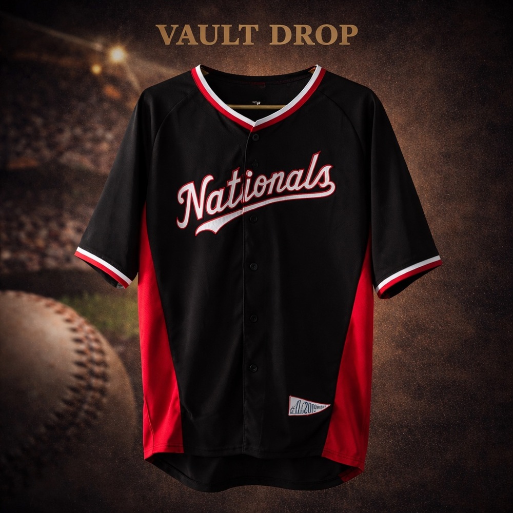 Washington Nationals Black Red Alternate Jersey Mens Size L 2019